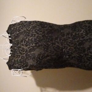 ANN TAYLOR LOFT VELVET DAMASK DRESS BLACK & GREY SIZE 00 PETITE